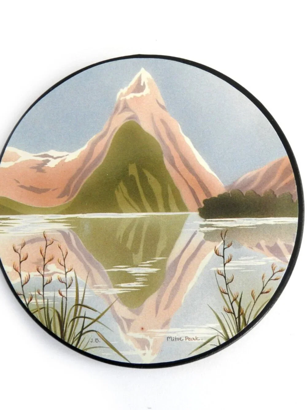VTG 1970s New Zealand Scenic Cork Coasters Set of 6 Signed J.B. - Picture 7 of 10